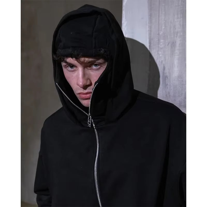 Stay Stylish and Warm with the Double Hooded Y2K Gothic Sweatshirt for Men and Women - Perfect for Autumn and Winter!